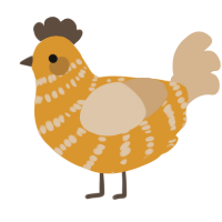 A orange and beige chicken with a bar pattern