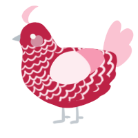 A crimson and rose chicken with a lace pattern