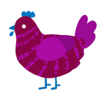 A maroon and plum chicken with a bar pattern