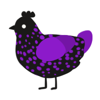 A sable and violet chicken with a speckle pattern