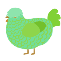 A spring and grass chicken with a lace pattern