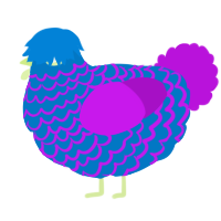 A sapphire and amethyst chicken with a lace pattern