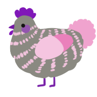 A ash and pink chicken with a bar pattern