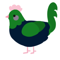 A tumblr and leaf chicken with a head pattern