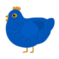 boo, a ultramarine chicken with a speckle pattern