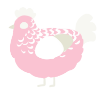 A rose and white chicken with a half-lace pattern