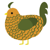 A orange and olive chicken with a lace pattern