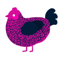 A fuchsia and tumblr chicken with a double-lace pattern