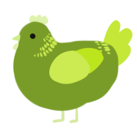 A chartreuse and lime chicken with a neck-band pattern