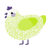 A white and lime chicken with a double-lace pattern