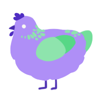 A lilac and spring chicken with a neck-speckle pattern