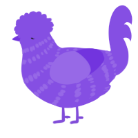 A blurple chicken with a bar pattern