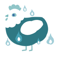 A sea and white chicken with a head pattern