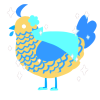 A honey and sapphire chicken with a lace pattern