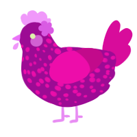 A plum and fuchsia chicken with a speckle pattern