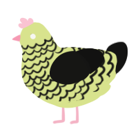 A lemon and black chicken with a lace pattern