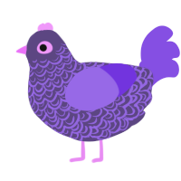 A overcast and blurple chicken with a double-lace pattern