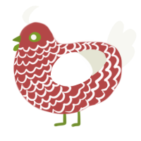 Crabapple, a red and white chicken with a lace pattern