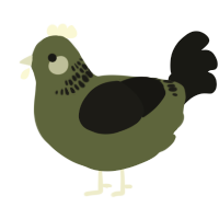 A olive and black chicken with a neck-band pattern