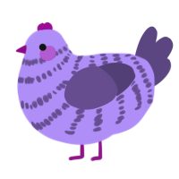 Lilac, a lilac and overcast chicken with a bar pattern