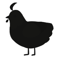 A black chicken with a head pattern