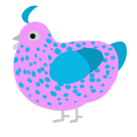 A lavender and cerulean chicken with a speckle pattern