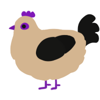 A beige and black chicken