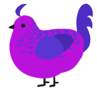 A amethyst and indigo chicken with a half-lace pattern