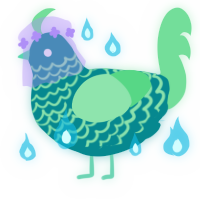 A teal and spring chicken with a lace pattern