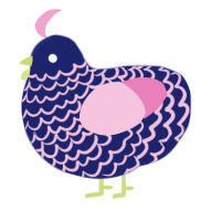 A navy and pink chicken with a lace pattern