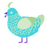 A aqua and gluppy chicken with a lace pattern