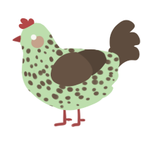 A gluppy and bark chicken with a speckle pattern