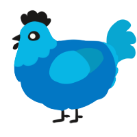 A sapphire and cerulean chicken with a head pattern
