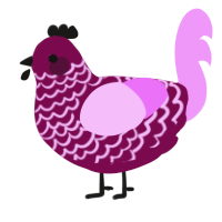 A wine and lavender chicken with a lace pattern