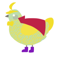 Magic man, a gluppy and yellow chicken with a double-lace pattern