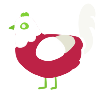 Mistletoe, a crimson and white chicken with a head pattern
