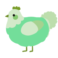 A spring and gluppy chicken with a head pattern