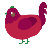 A crimson and maroon chicken with a head pattern