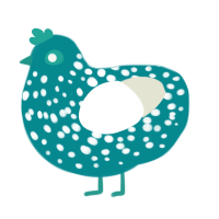 (unnamed), a teal and white chicken with a speckle pattern