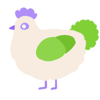 A cream and grass chicken