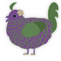 A violet and leaf chicken with a lace pattern