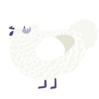 A white chicken with a lace pattern