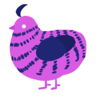 Hubba Bubba, a orchid and navy chicken with a bar pattern