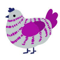 A silver and plum chicken with a bar pattern