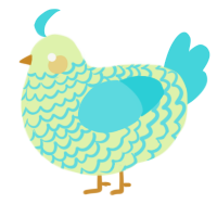 A apple and aqua chicken with a lace pattern