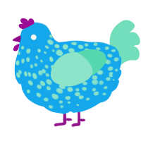 A sky and mint chicken with a speckle pattern