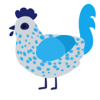A mist and sky chicken with a speckle pattern