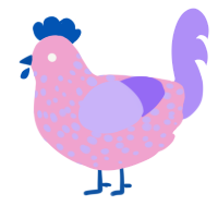 A pink and lilac chicken with a speckle pattern