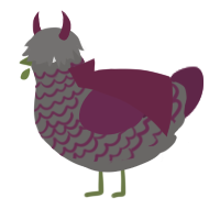A grey and wine chicken with a lace pattern