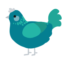A sea and turquoise chicken with a neck-speckle pattern